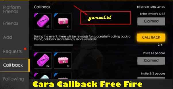 Cara Callback Free Fire