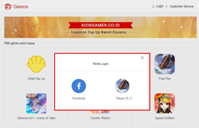 Login Kiosgamer Free Fire