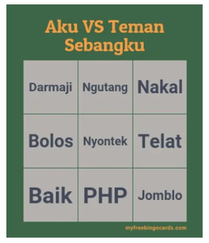 Contoh Template Bingo Instagram